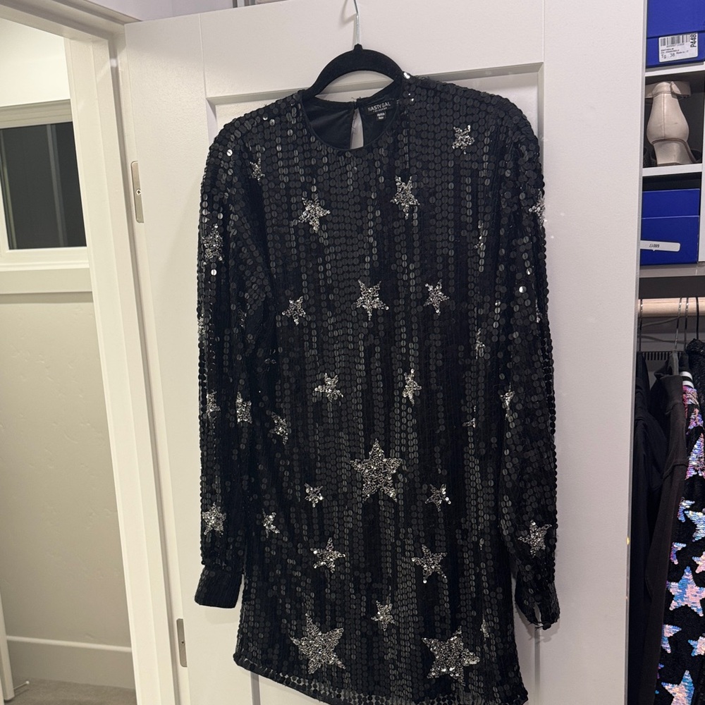 Nasty Gal Black Sequin Embellished Dress